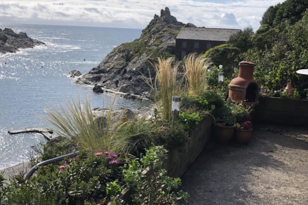 Sea views from Willy Wilcox Cottage, Polperro terrace